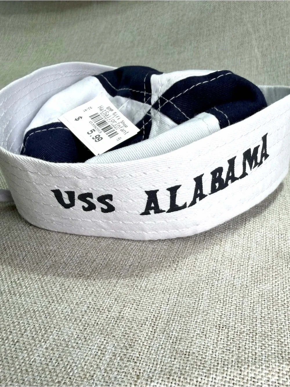 Baby USS Alabama Sailor Hat - Red and Navy